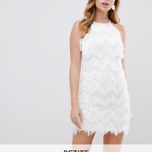White feather fringe dress.